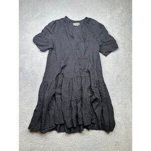 Anthropologie black tiered ruffle print dress sz large